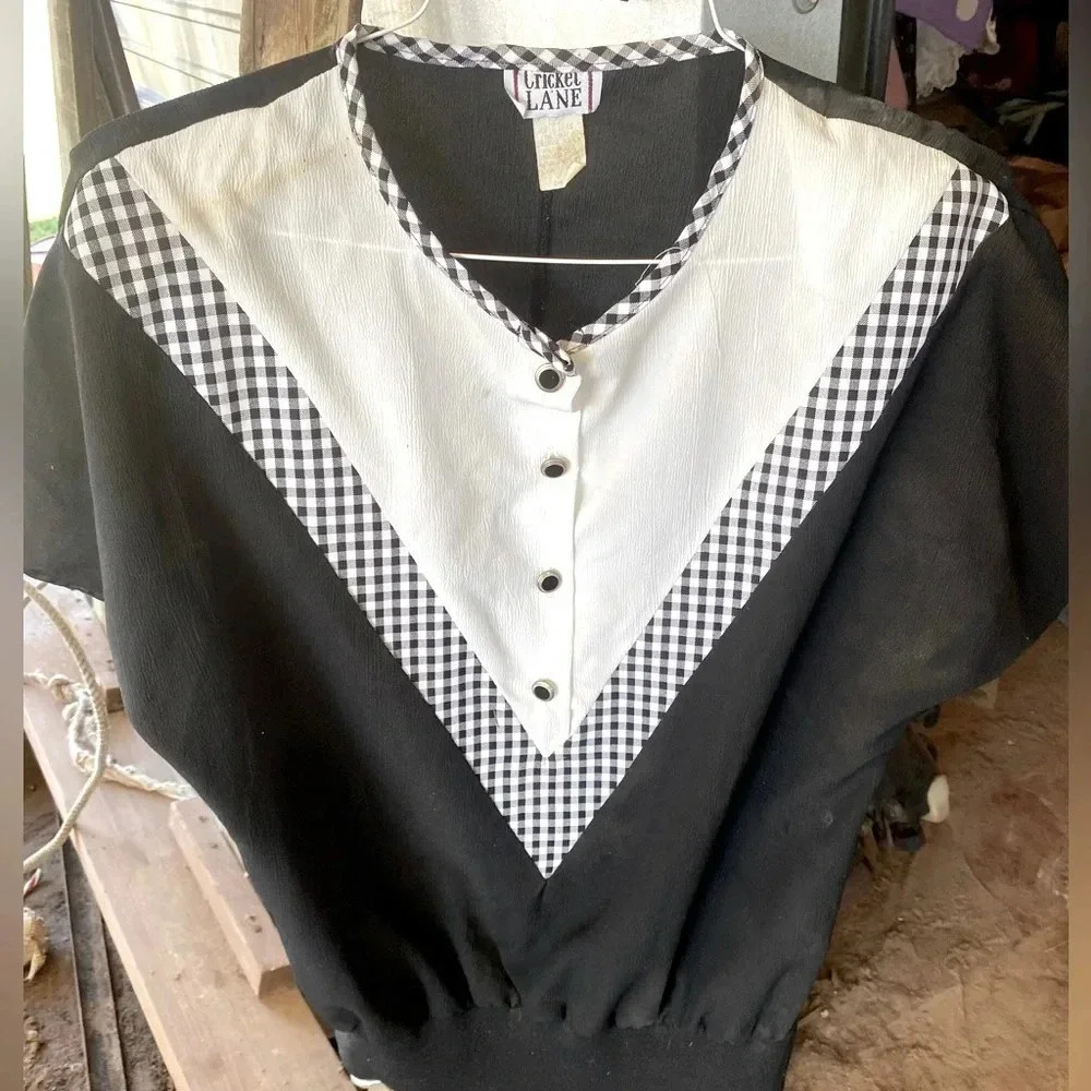 Vintage Cricket Lane Shirt Blouse Size 14 color block​​